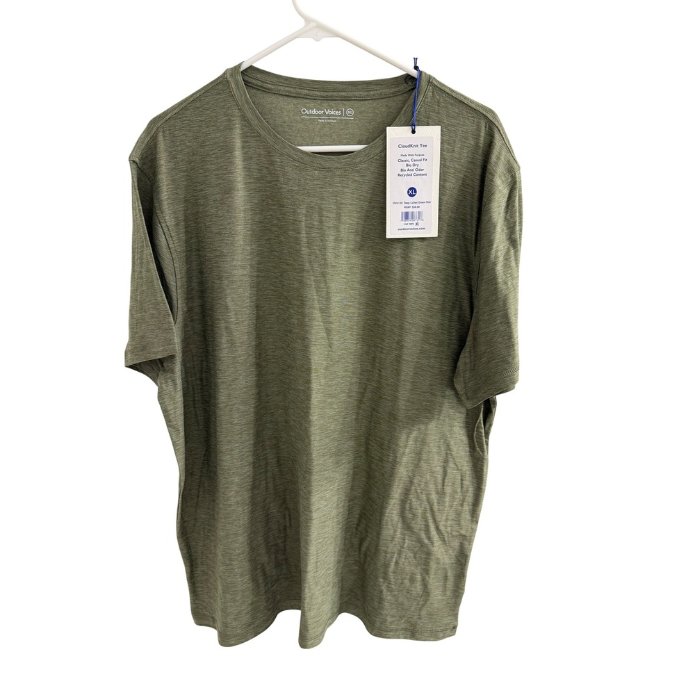 Outdoor Voices CloudKnit Tee Deep Lichen Green Heather XL OV61101 Mens Shirt NWT